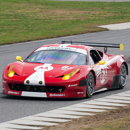 Alessandro Balzan and Johannes van Overbeek fought their way to a podium finish in the No. 63 Ferrari 458 at Lime Rock Park while also helping Ferrari win the GT manufacturers title for the 2012 Grand-Am Rolex series (September 2012)